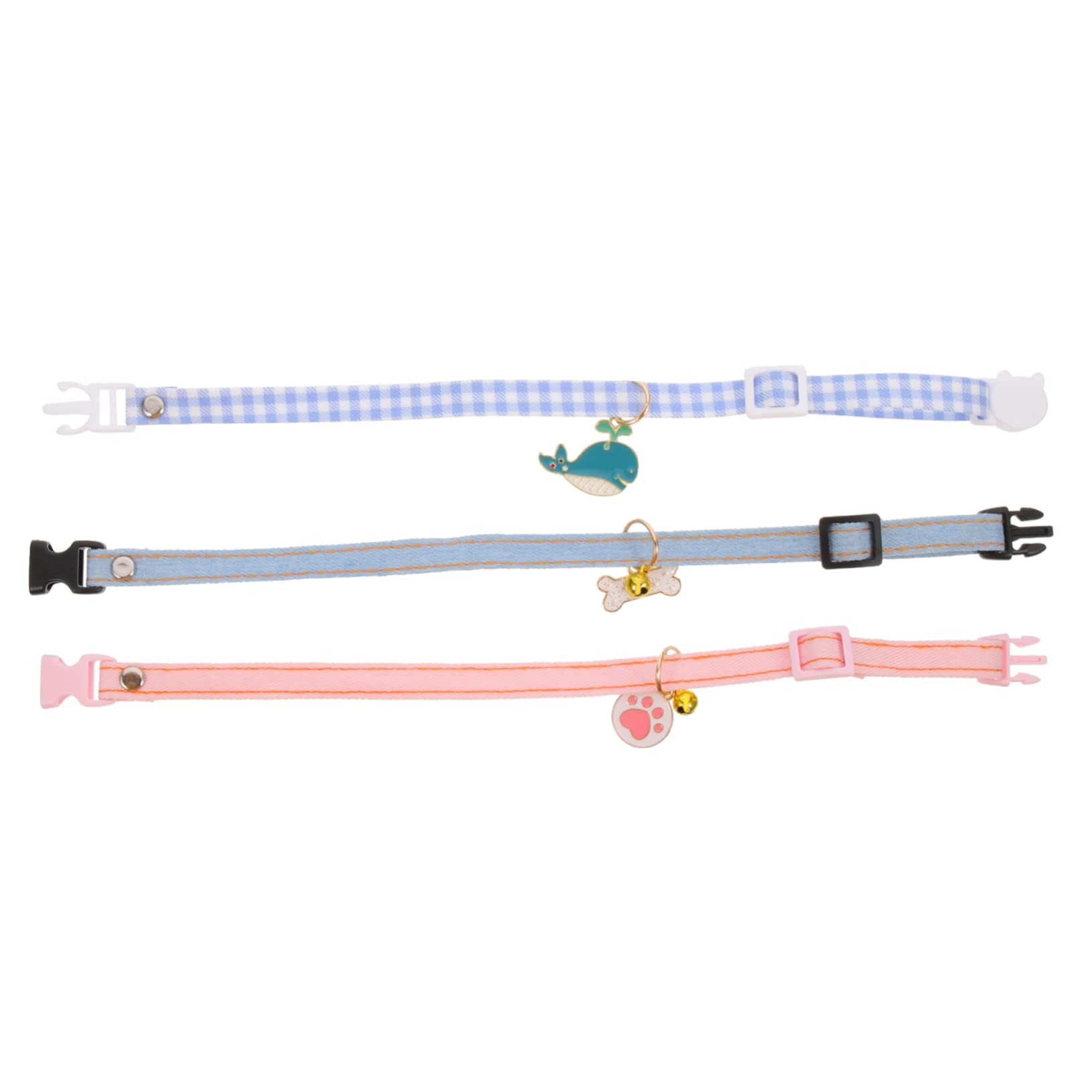 POPETPOP 12pièces Collier pour Chat Réglable avec Clochette De Whale à Carreaux Patte Collier Décoratif Doux Et Confortable pour Chaton Et Chat Accessoires pour Animaux De Compagnie