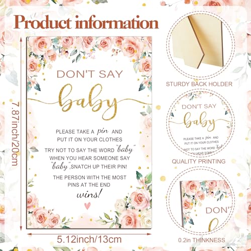 Image of Patelai 321 Pcs Baby in Bloom Baby Shower Decorations Pink Floral Gender Reveal Decorations Set 5 Don't Say Games Serve 50 Guests for Pink Floral in Bloom Gender Reveal Birthday Party Decor Supplies