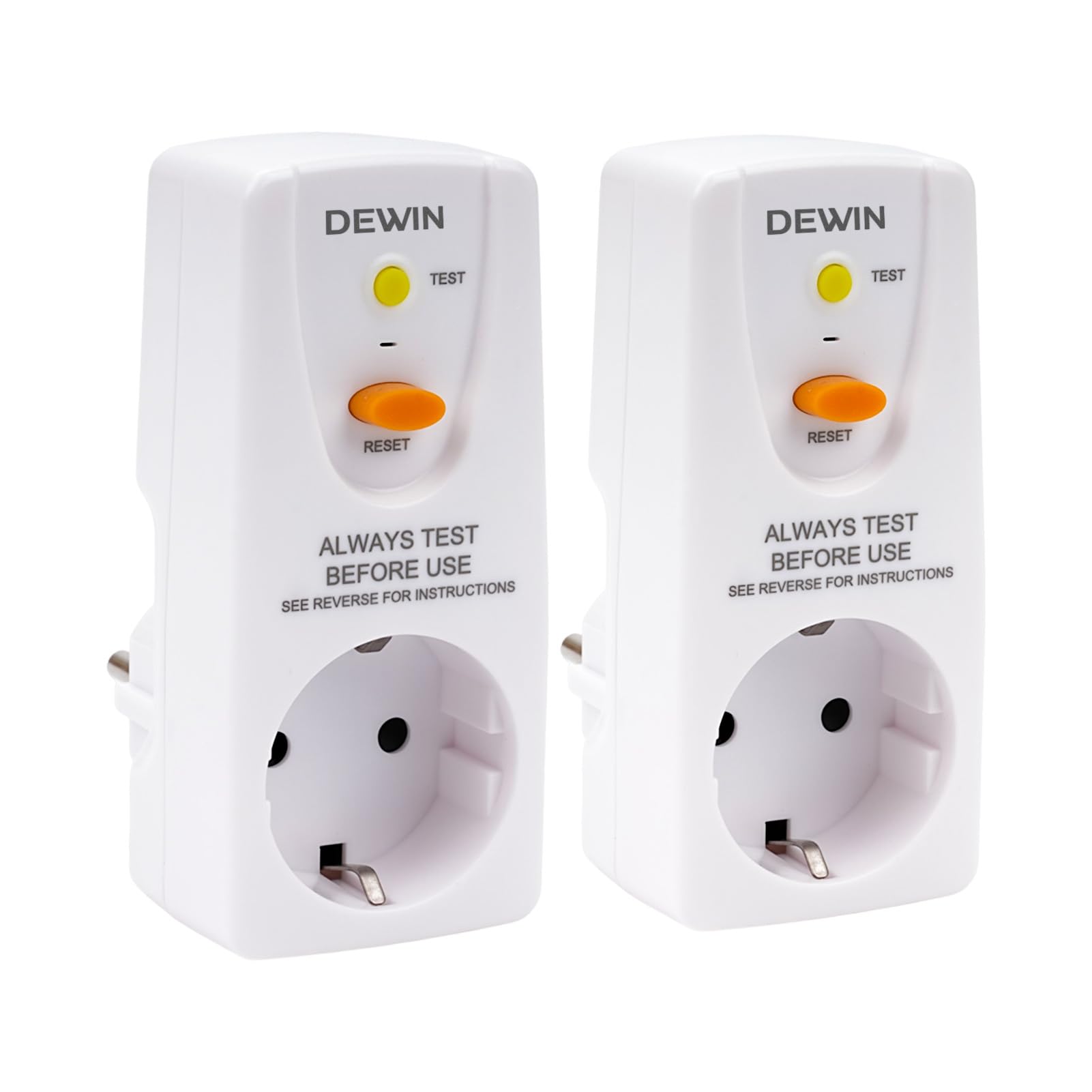FI Prise de Disjoncteur 10mA, 16A 230V Prise de Protection Différentielle Prise de Sécurité GFCI, Coupure Rapide 10 mA, Prise de Disjoncteur Différentiel de Sécurité Domestique (Lot de 2)