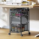 Rolling Utility Cart with 3 Drawers, Craft Organizer and Storage with DIY Divider, Lockable Wheels, Multi-Functional Storage for Art Supplies, Store for Brushes & Paints & Small Parts(Patent Pending)