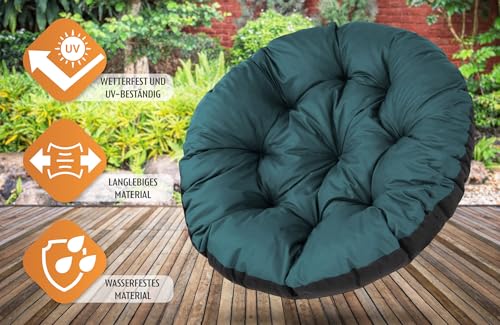 Amazinggirl Papasansessel Kissen Sitzkissen Hängesessel 100cm - Polster für Korbsessel Papasan Chair Lesesessel und Rattansessel für Outdoor und Indoor rund und groß Grün Farbton B