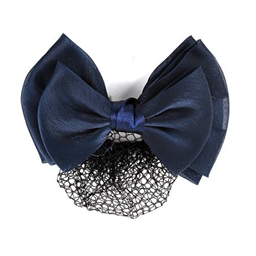 Buy Dark Blue Three Layers Bowknot Barrette Hair Clip Snood Net Online