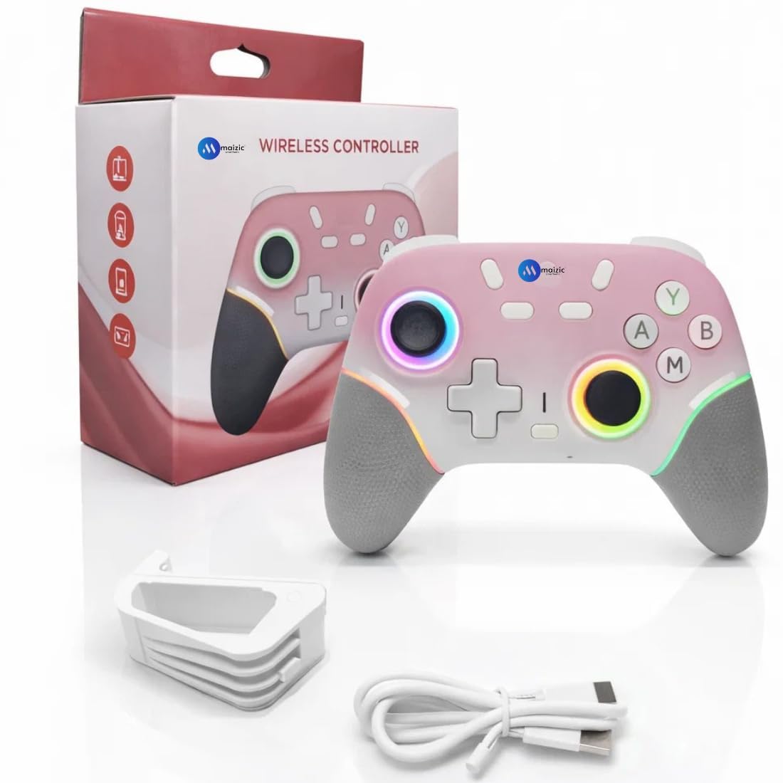 Play X9 Wireless Bluetooth Gaming Controller (Pink) | Dual Vibration, 6-Axis Gyroscope, RGB LED Gamepad | 800mAh Rechargeable Battery | Compatible with Android, iOS, Windows PC, PS3, PS4 & Switch-image-39