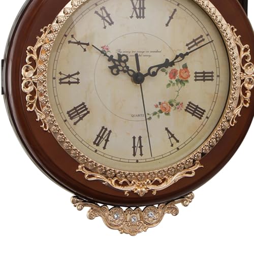 Horloge murale double face silencieuse rotative brun pour chambre à coucher zen - 4