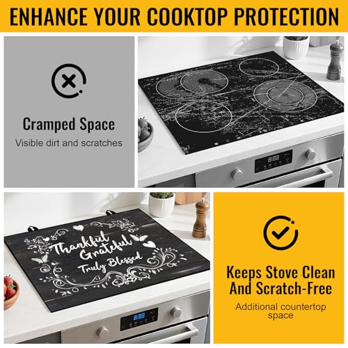 Image of Stove Top Cover for Electric Stove,Glass Stove Top Cover, Heat Resistant Glass Cooktop Cover, Stovetop Protector, Kitchen Decor, Dish Drying Mats Cover for Ceramic Washer Top 28.5x20.5 inch