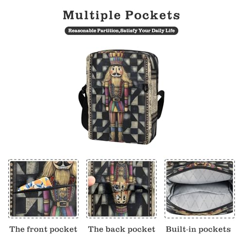 Crossbody Bag Christmas Nutcracker Messenger Bag for Women Men Purse Shoulder Bag Satchel Bag with Adjustable Strap 214B85782