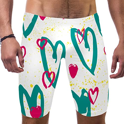 Swim jammers de hombre con patrón de corazón bañador largo de natación para entrenamiento