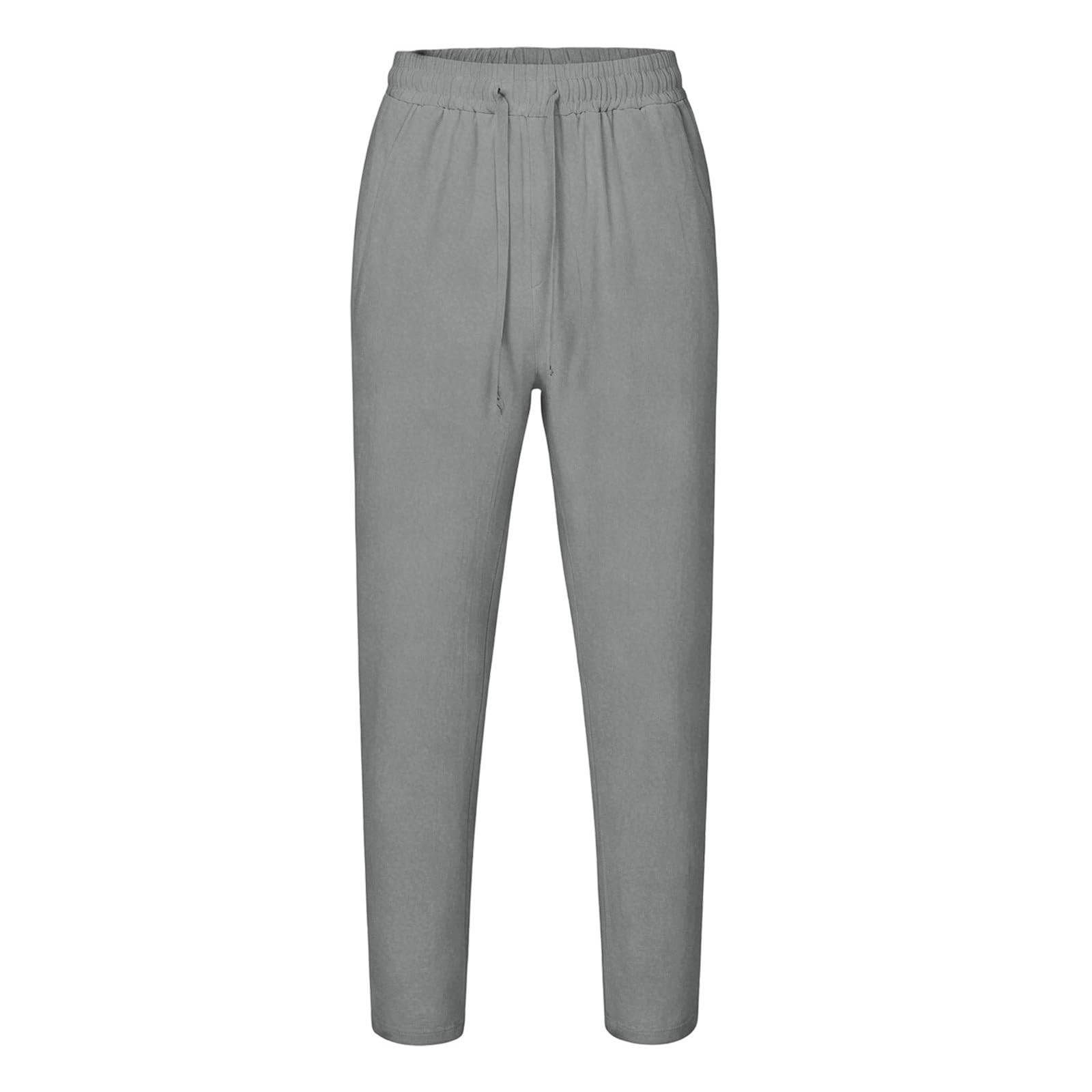 Pantalones de Muselina para Niños con Cintura Elástica, Pantalones de Algodón y Lino Casuales Sueltos de Color Liso para Niño, Pantalón de Verano Infantil, Ligero, Cómodo, Transpirable, con Bolsillos