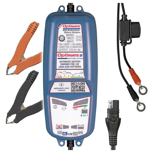 OptiMate 5 Start/Stop 12V Car Battery Charger, Automatic 4A battery maintainer/optimiser for classic car, van, camper batteries