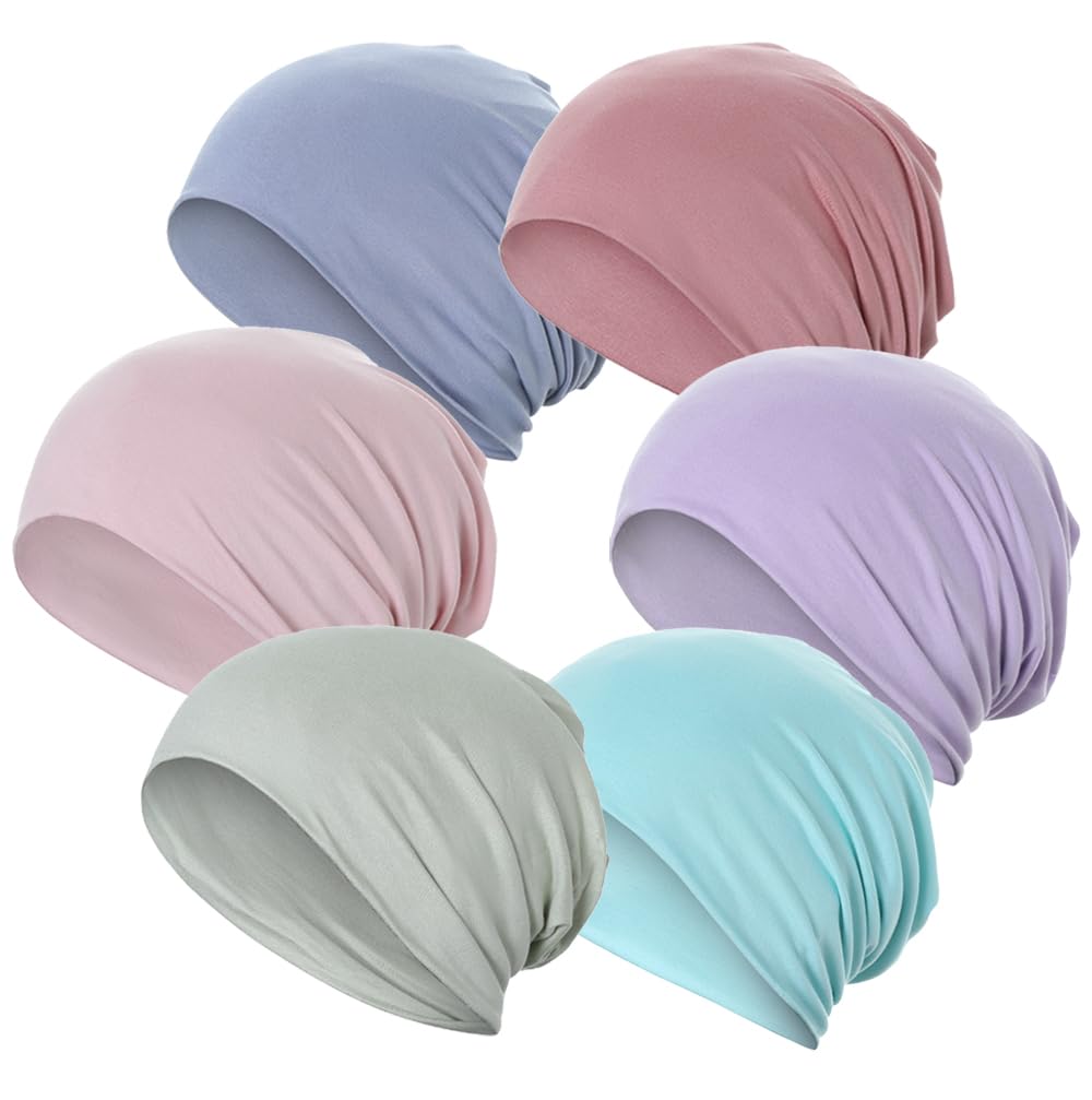 JarseHera 6PCS Cotton Slouchy Beanie Soft Sleep Caps Chemo Headwear Skull Cap Hats