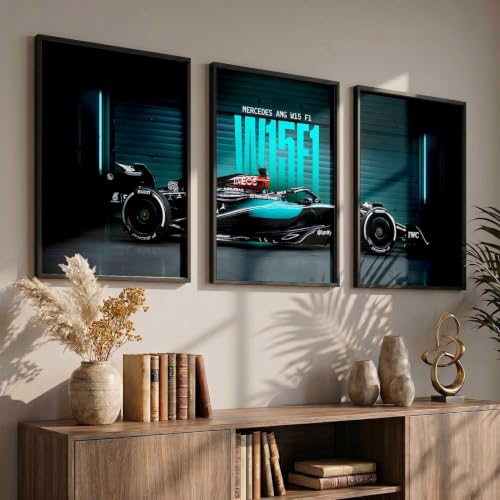 Image of HOMESY Sports Car Framed Posters Gift Items for Boys Room | Wall Decoration for Bedroom Living Room Office Gaming Room Decor | Sports Car Poster with Frame for Wall Decor Set Of 3 Size (13x17 inch, BLACK)