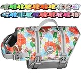 VIVAGLORY Rip Stop Dog Life Vest, Swimming Vest with Handle, Buoyancy for Doggy Puppy, Dog Life Jacket for Swimming & Boating, L, Floral Orange