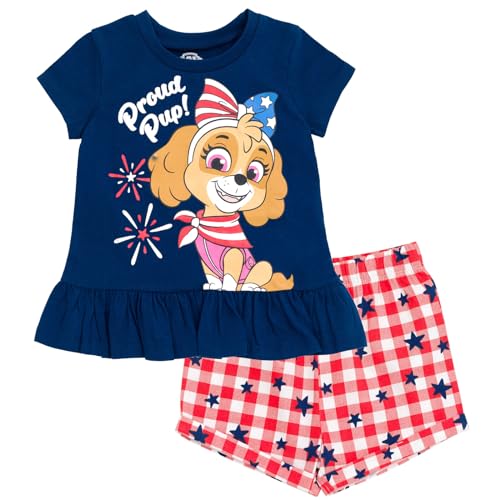 Paw Patrol Skye July 4th Peplum T-Shirt Twill Shorts Outfit Set - Toddler to Big Kid