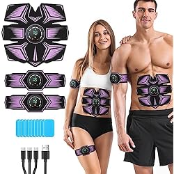 Maquinas Para Tonificar Abdomen Y Gluteos GROSBEAK EMS Electroestimulador Muscular, Abdominales Electroestimulacion, USB Recargable EMS Estimulador Eléctrico Abdominal Unisex, Abdomen/Brazos/piernas, 8 Modos y 19 intensidades (Azul)