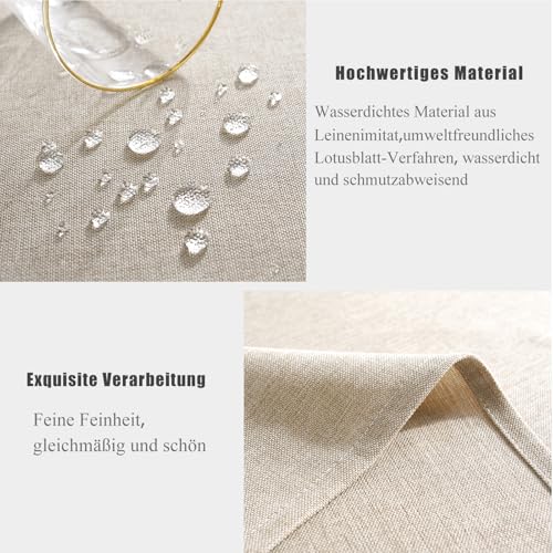 Runner da tavola impermeabile, 40 x 180 cm, beige, effetto lino, lavabile, moderno, antimacchia, perfetto per sala da pranzo, feste, festività, decorazione - immagine 3