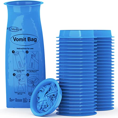 JFA Medical 50 Stück Spuckbeutel mit Mundstück - blickdicht - hohes Fassungsvermögen - Brechbeutel Kotztüte Auffangbeutel Spuckbeutel