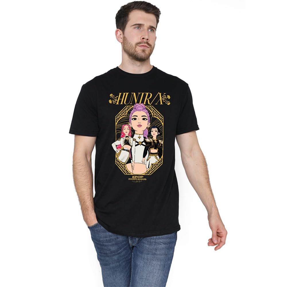 Kpop Demon Hunters Huntrix Golden Frame Unisex T Shirt, Black, XXXX-Large