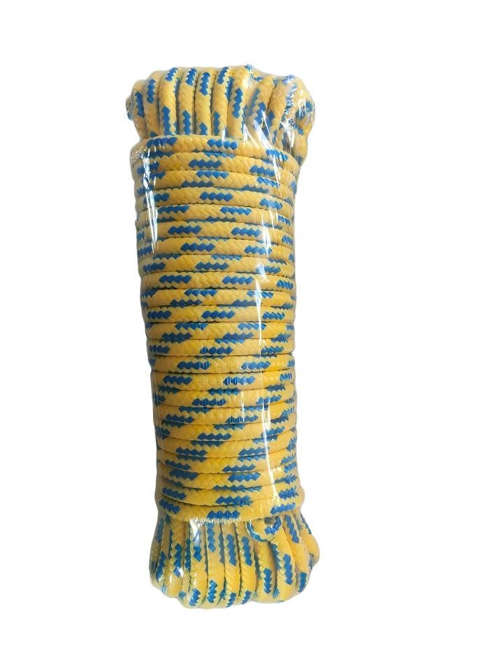 H2o Kayaks 8mm Floating Rope, Braided Polypropylene, Yellow and Blue, 20 Metre, High Visibility Safety Line