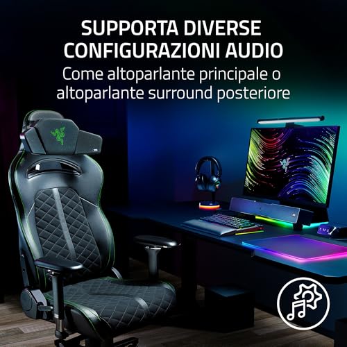 Clio - Cuscino per testa di altoparlante wireless abilitato all'audio spaziale THX (imbottitura in peluche, driver full-range da 43 mm, HyperSpeed e Bluetooth, 14 ore batteria) Nero - Sedia gaming - Immagine 3