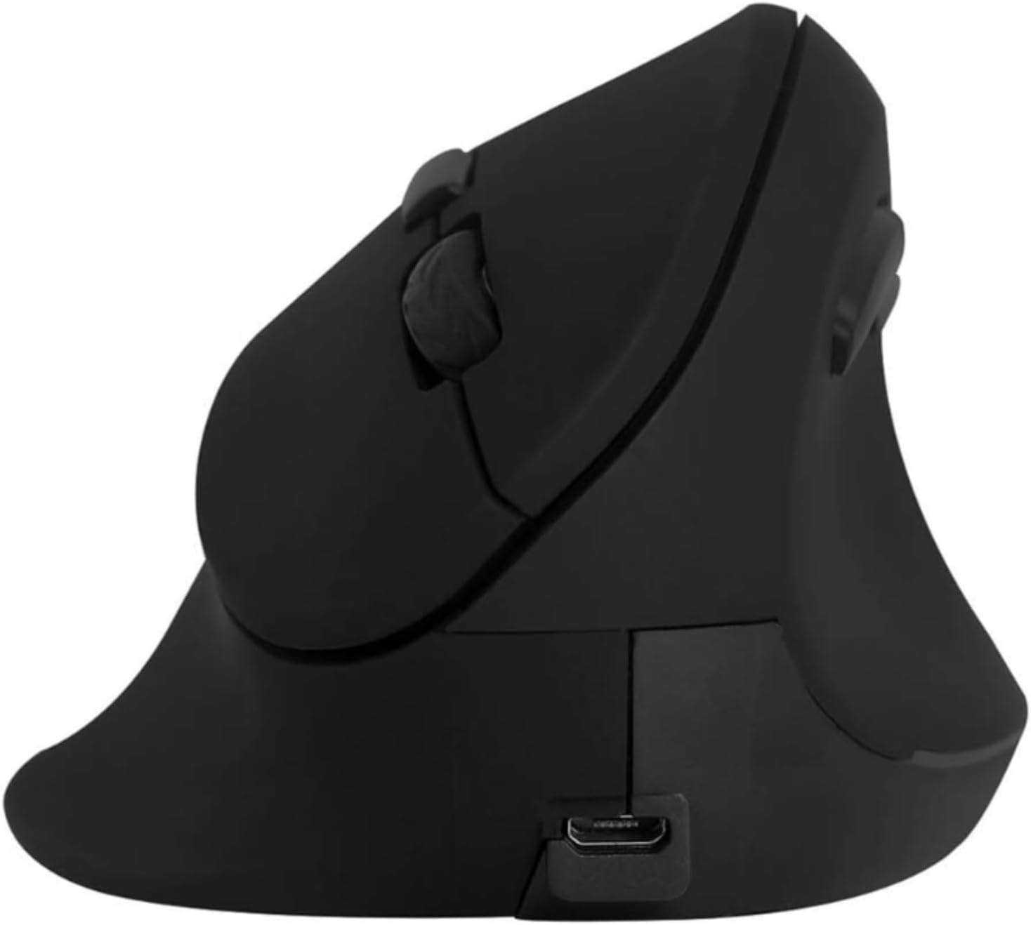 Ergonomic Vertical Wireless Rechargeable Mouse, 2.4GHz, 800/1200/1600 DPI, 6 Buttons, Pinky Finger Rest, 123mm x 90mm x 72mm, Black
