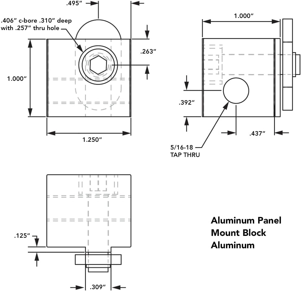 80/20 Inc, 2425-Black, 15 Series Aluminum Panel Mount Block, Black Anodize (25 Pack)