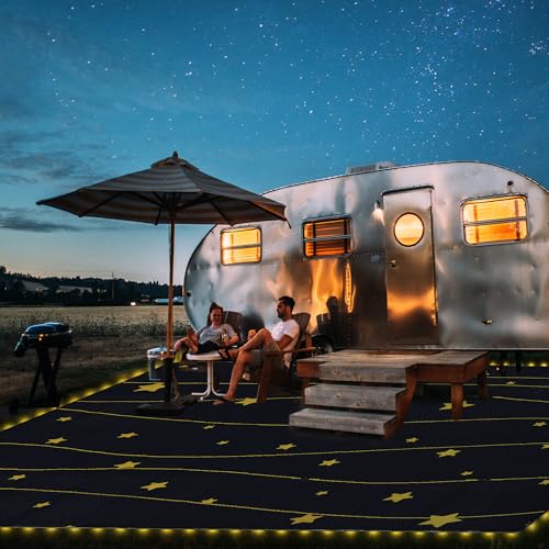 Boulder Bee LED Outdoor Rugs, Plastic Straw Rug Glow in