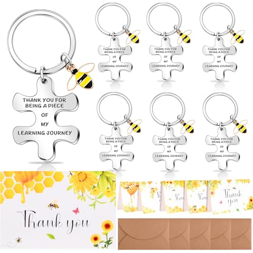 Cadeau enseignant de fin d'année : offrir un porte-clés abeille avec carte souvenir