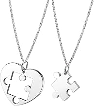 1 Pair of Stainless Steel Necklaces Couples Groom Pendant Necklaces Heart Party Puzzle Pendants Couples Groom Love Pendants Necklace for Women Man Lover, Stainless Steel