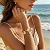 Decixde Pearl Bangle Bracelet for Women Chunky Pearl Gold Bangle Opened Bracelet Minimalist Cuff Bracelet for Women (4 pearl) #3