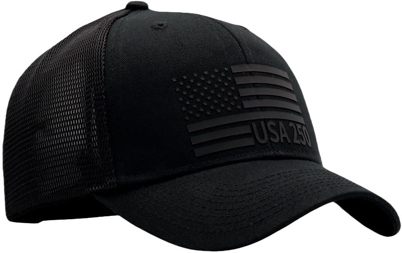 Image of American Flag Trucker Hats, Patriotic Baseball Cap for Men, Adjustable Breathable Mesh Snapback, Fits OSFM & XXL Head