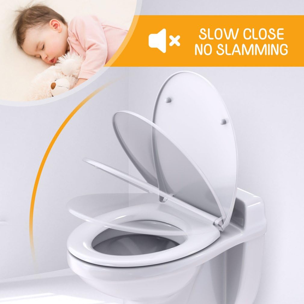 Dembexo® - WC-bril met valrem, clip-on toiletbril, zachte sluiting, antislip wc-bril, universeel, demontage met één klik, eenvoudige reiniging 10 hygiënische dekens Dembexo® - WC-bril met valrem, clip-on toiletbril, zachte sluiting, antislip wc-bril, universeel, demontage met één klik, eenvoudige reiniging 10 hygiënische dekens