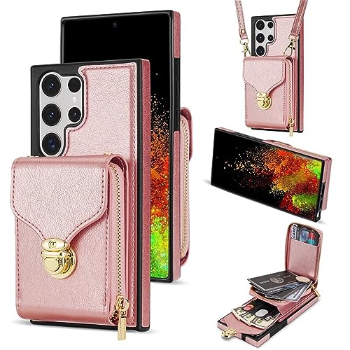 Coque portefeuille Galaxy S22 Ultra zippée pour ranger cartes et monnaie