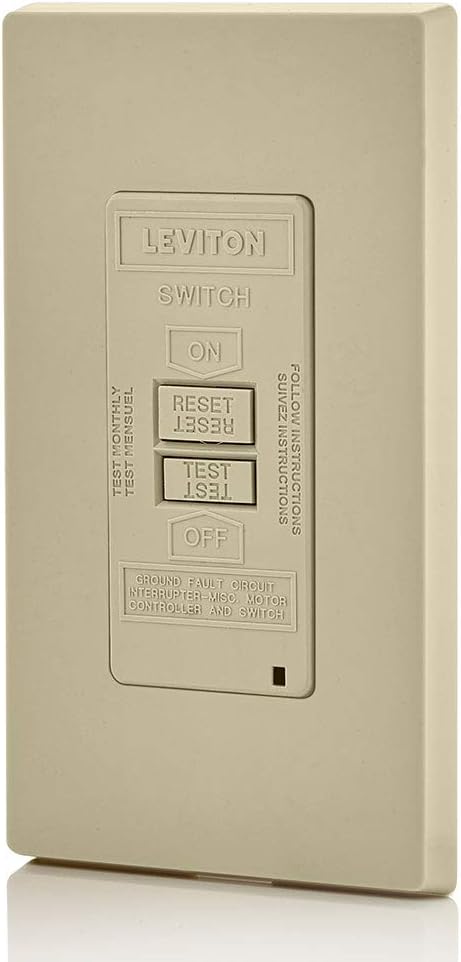 Leviton GFRBF-I Self-Test SmartlockPro Slim Blank Face GFCI Receptacle with LED Indicator, 20-Amp, Ivory