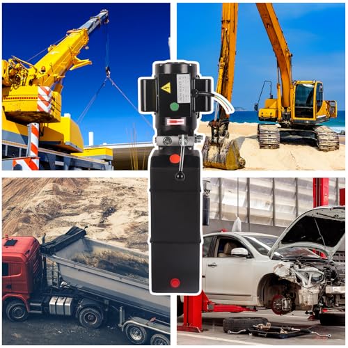 Image of 16 Quart 4 Gallon Hydraulic Pump 220-230V Hydraulic Power Unit Hydraulic Lift 3450 RPM 2HP Single Acting Electric Hydraulic Car Lift Pump Dump Trailer Pump for Car Lifting Platforms
