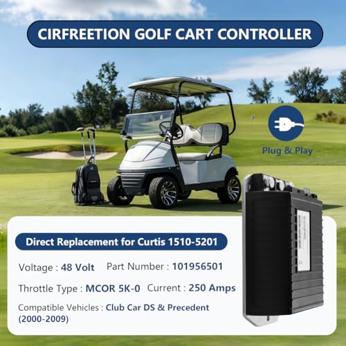 1510-5201 Golf Cart Controller, Golf Cart Motor Controller for Club Car DS & Precedent 2000-2009, 48V 250A Speed Controllers Compatible with Curtis, MCOR 5K-0 Throttle Type, IQ System, 101956501