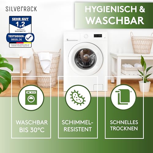 SilverRack Badewannenmatte 69x36 cm (Transparent Kiesel Steinoptik) Antirutschmatte Badewanne BPA frei - Duschmatte schimmelresistent & maschinenwaschbar - Badematte rutschfest