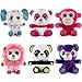 MY OLI 7" Plush Toys Set Stuffed animals Bundle of Zoo Animal Toys Lion/Monkey/Elephant/Pink Bear/Purple Bear/Panda Stuffed Animals Pack of 6 Christmas Gift for Babies Kids Girls Boys