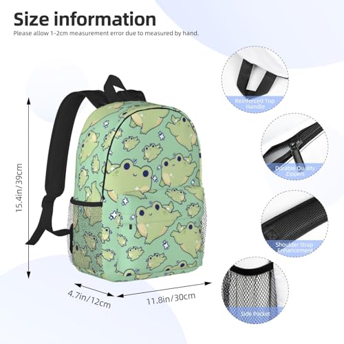 Cute Funny Frog Backpack for Women Men,Cartoon Frog Laptop Backpack With Shoulder Straps4
