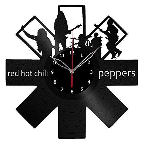 ForLovedGifts RHCP Red Hot Chili Peppers Clock Record Wall Clock Fan Art Handmade