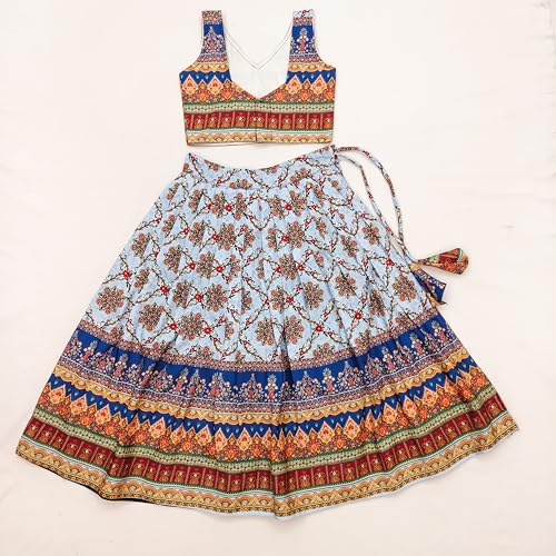 Image of E-Sqare Kids Girls Multicolour Bandhani Print Lehenga Choli Set | Ethnic Wear Dress | Readymade Clothing Set | 2 to 8 Years