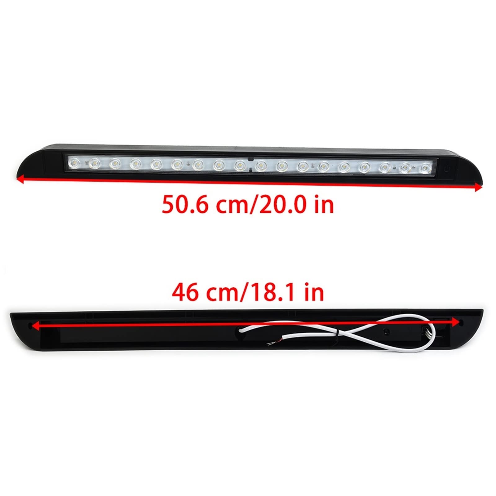12-28VDC RV LED Tenda da sole Portico Luce Impermeabile Camper Caravan Lampade parete for interni Barra luminosa Van Lampada esterna,Risparmio di spazio compatto(Noir)