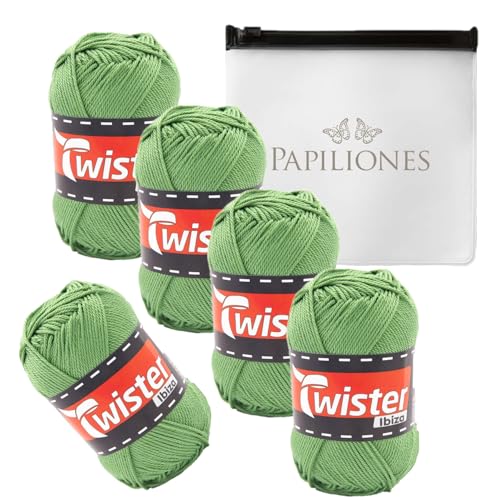 Handstrickgarn Häkelgarn Baumwollgarn Stricken Haekeln Basteln 5x50g Fb.78 kiwi inkl.Zippbeutel