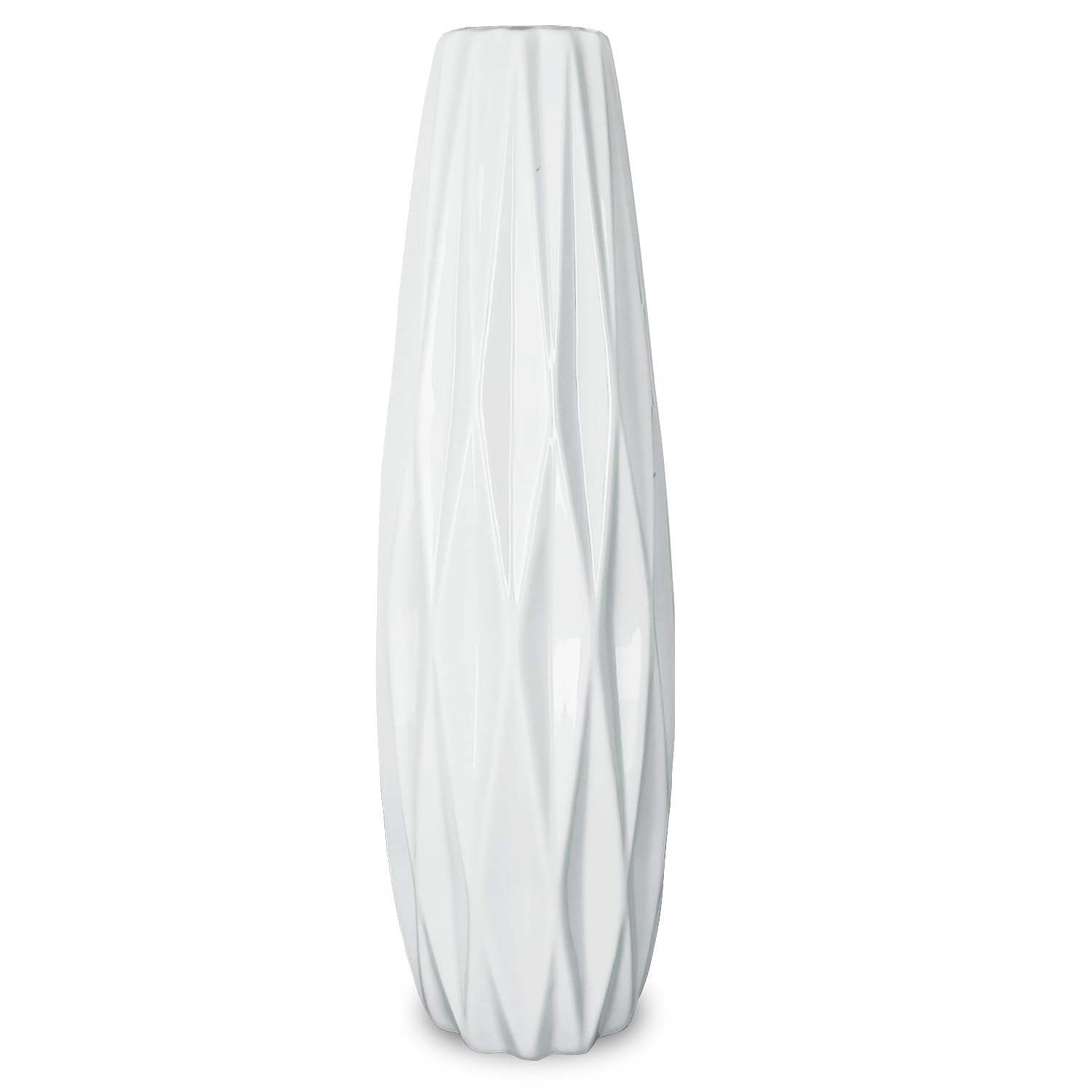 DOCFLVAS 12Inch Tall Vase White Ceramic Flower Vase,Home Decor White Vase for Pampas Grass,Modern Textured Vases for Living Room Decorations,Table Centerpieces,Shelf,Farmhouse Small Ceramic Vase