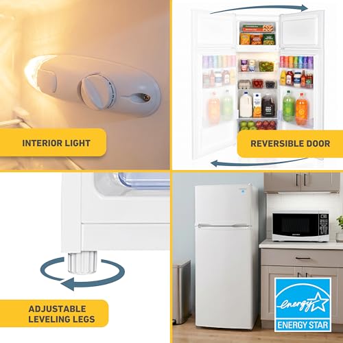 Image of West Bend Apartment Refrigerator Freestanding Reversible Dual Doors Full Fridge with Freezer, Full-Range Temperature Control with Adjustable and Removable Door Bins and Shelves, 7.5-Cu.Ft, White