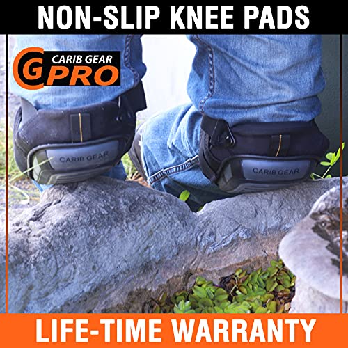 Knee Pads Construction Heavy-Duty Work Knee Pads - Professional Non-Slip Hard-Shell Tactical Knee Protector with Safety Glasses & Leather Gloves - Gel Cushion Support - For Construction, Gardening, Carpentry By Carib Gear Pro - Thumbnail 2