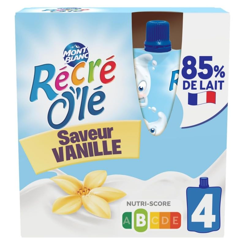 RECRE OLE - Crème dessert à la vanille 340g - Une texture onctueuse et un goût de vanille intense pour une expérience gustative unique. - Lot De 4 - Vendu Par Lot