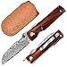Messe mit günstig Kaufen-AUBEY Damast Taschenmesser mit Holzgriff und Scharfe Klinge, Damaskus Klappmesser als Geschenk, Survival EDC Einhandmesser für Outdoor Jagd Camping