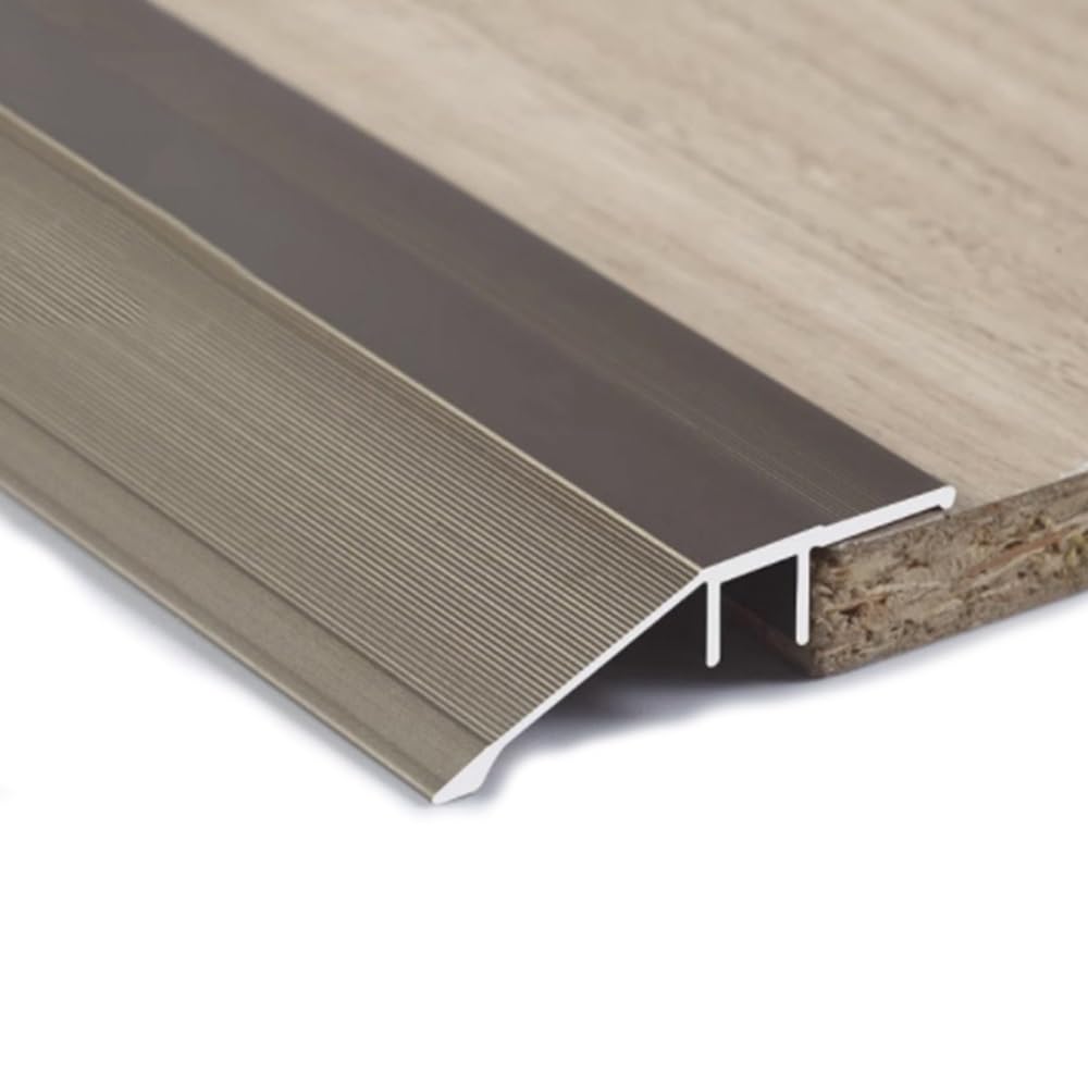 Aluminiowa listwa progowa, rampa progowa z możliwością przycięcia, 100 x 5,5 cm, antypoślizgowa redukcja progu do odkurzaczy robotów na wózkach inwalidzkich (szampański, 100 x 5,5 cm)
