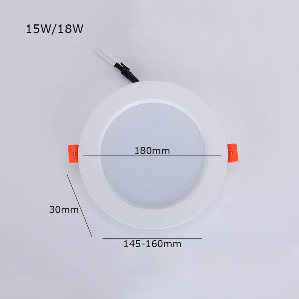 Recessed 15W 18W LED Panel Light Lamp not Dimmable Round Ultrathin LED Recessed Downlight Panel Ceiling Lighting with LED Driver for Home Office Commercial Lighting White Bezel Spotlight Integra