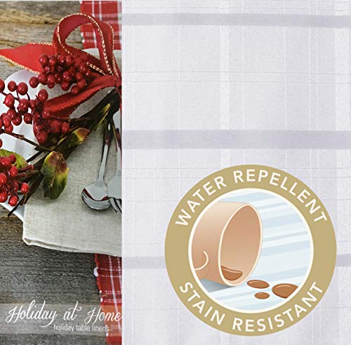 Newbridge Elegance Plaid No-Iron Soil Resistant Fabric Woven Tablecloth - 60 X 84 Oval - White #TOP6